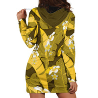 Yellow Banana Leaf Hawaii Hoodie Dress Lau Maia Plumeria Tropical Summer Vibes LT14 - Polynesian Pride