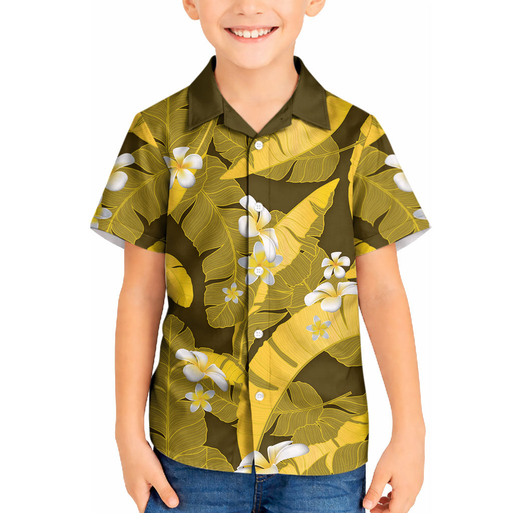 Yellow Banana Leaf Hawaii Kid Hawaiian Shirt Lau Maia Plumeria Tropical Summer Vibes LT14 Kid Yellow - Polynesian Pride