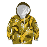 Yellow Banana Leaf Hawaii Kid Hoodie Lau Maia Plumeria Tropical Summer Vibes