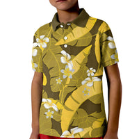 Yellow Banana Leaf Hawaii Kid Polo Shirt Lau Maia Plumeria Tropical Summer Vibes
