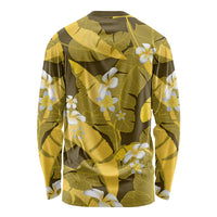 Yellow Banana Leaf Hawaii Long Sleeve Shirt Lau Maia Plumeria Tropical Summer Vibes