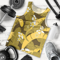 Yellow Banana Leaf Hawaii Men Tank Top Lau Maia Plumeria Tropical Summer Vibes