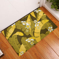 Yellow Banana Leaf Hawaii Rubber Doormat Lau Maia Plumeria Tropical Summer Vibes