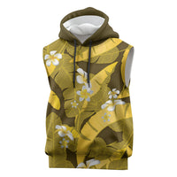 Yellow Banana Leaf Hawaii Sleeveless Hoodie Lau Maia Plumeria Tropical Summer Vibes