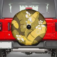 Yellow Banana Leaf Hawaii Spare Tire Cover Lau Maia Plumeria Tropical Summer Vibes