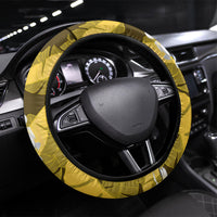 Yellow Banana Leaf Hawaii Steering Wheel Cover Lau Maia Plumeria Tropical Summer Vibes