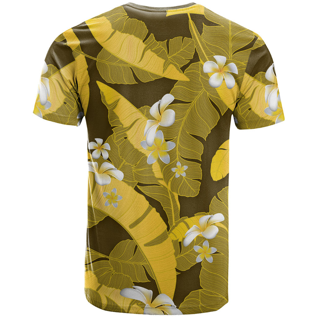 Yellow Banana Leaf Hawaii T Shirt Lau Maia Plumeria Tropical Summer Vibes