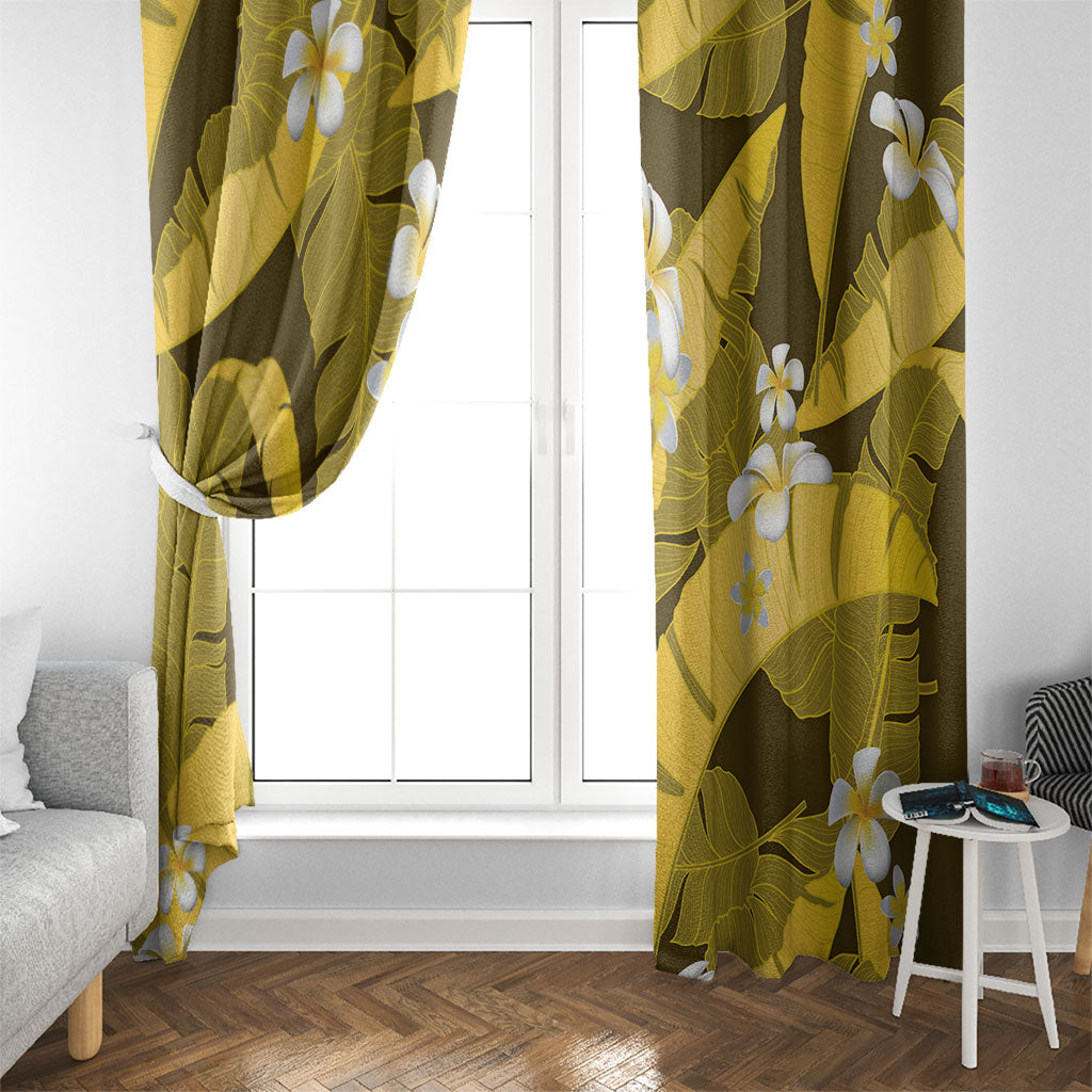 Yellow Banana Leaf Hawaii Window Curtain Lau Maia Plumeria Tropical Summer Vibes