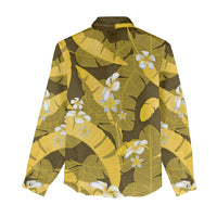 Yellow Banana Leaf Hawaii Women Casual Shirt Lau Maia Plumeria Tropical Summer Vibes LT14 - Polynesian Pride