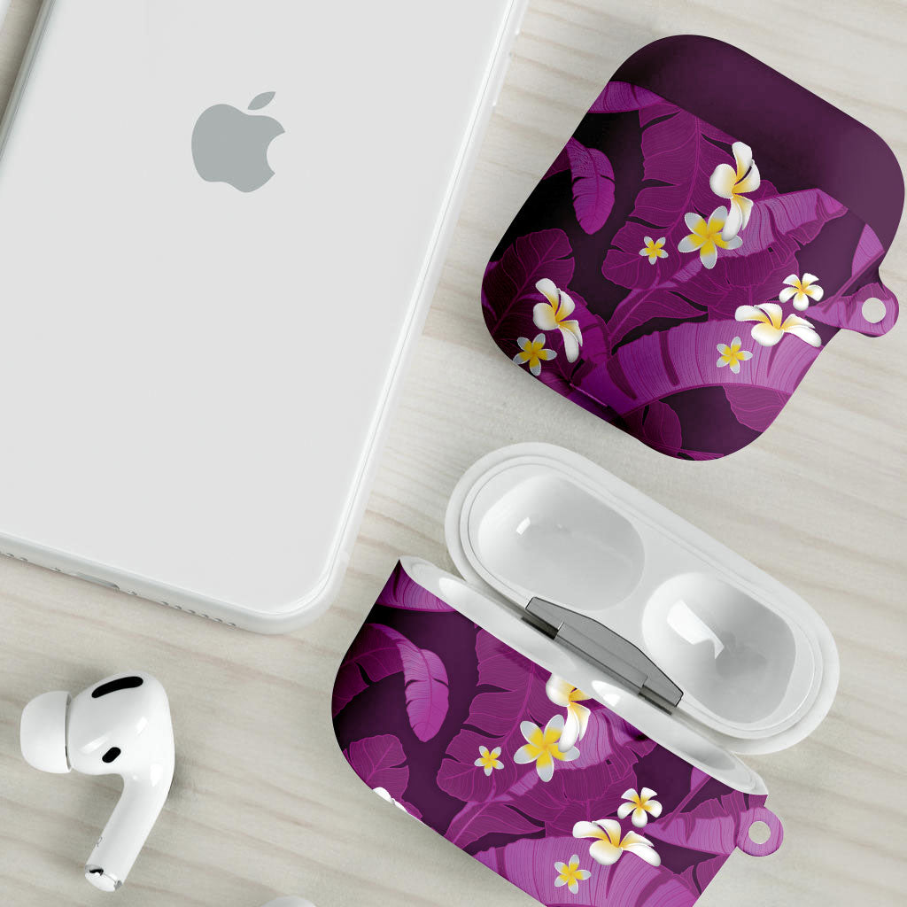 Purple Banana Leaf Hawaii AirPods Case Lau Maia Plumeria Tropical Summer Vibes