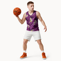 Purple Banana Leaf Hawaii Basketball Jersey Lau Maia Plumeria Tropical Summer Vibes