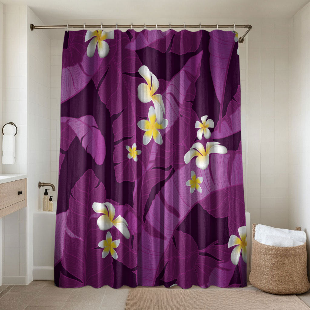 Purple Banana Leaf Hawaii Bathroom Set Lau Maia Plumeria Tropical Summer Vibes