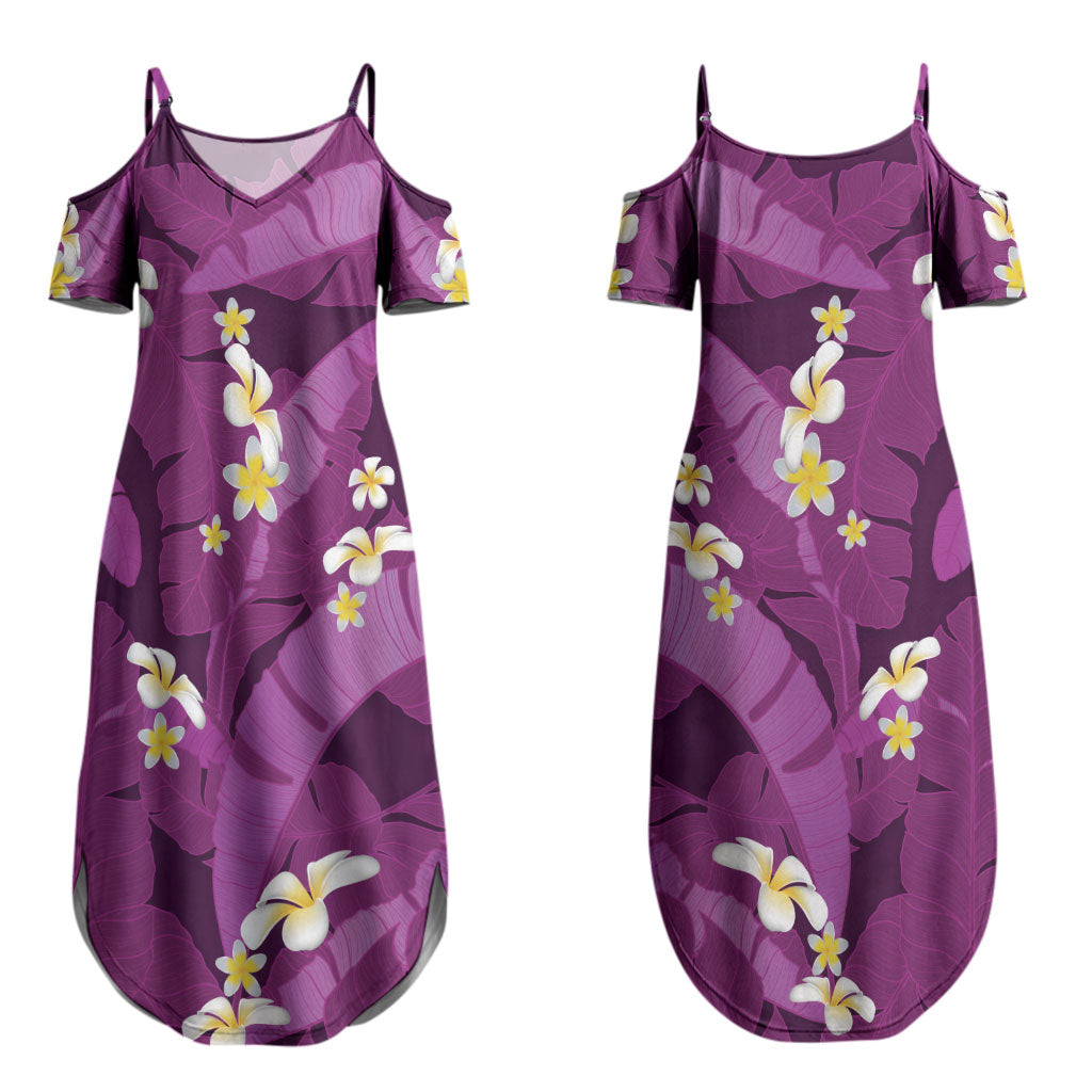 Purple Banana Leaf Hawaii Couples Matching Summer Maxi Dress and Hawaiian Shirt Lau Maia Plumeria Tropical Summer Vibes LT14 - Polynesian Pride