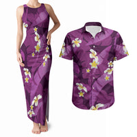 Purple Banana Leaf Hawaii Couples Matching Tank Maxi Dress and Hawaiian Shirt Lau Maia Plumeria Tropical Summer Vibes LT14 Purple - Polynesian Pride