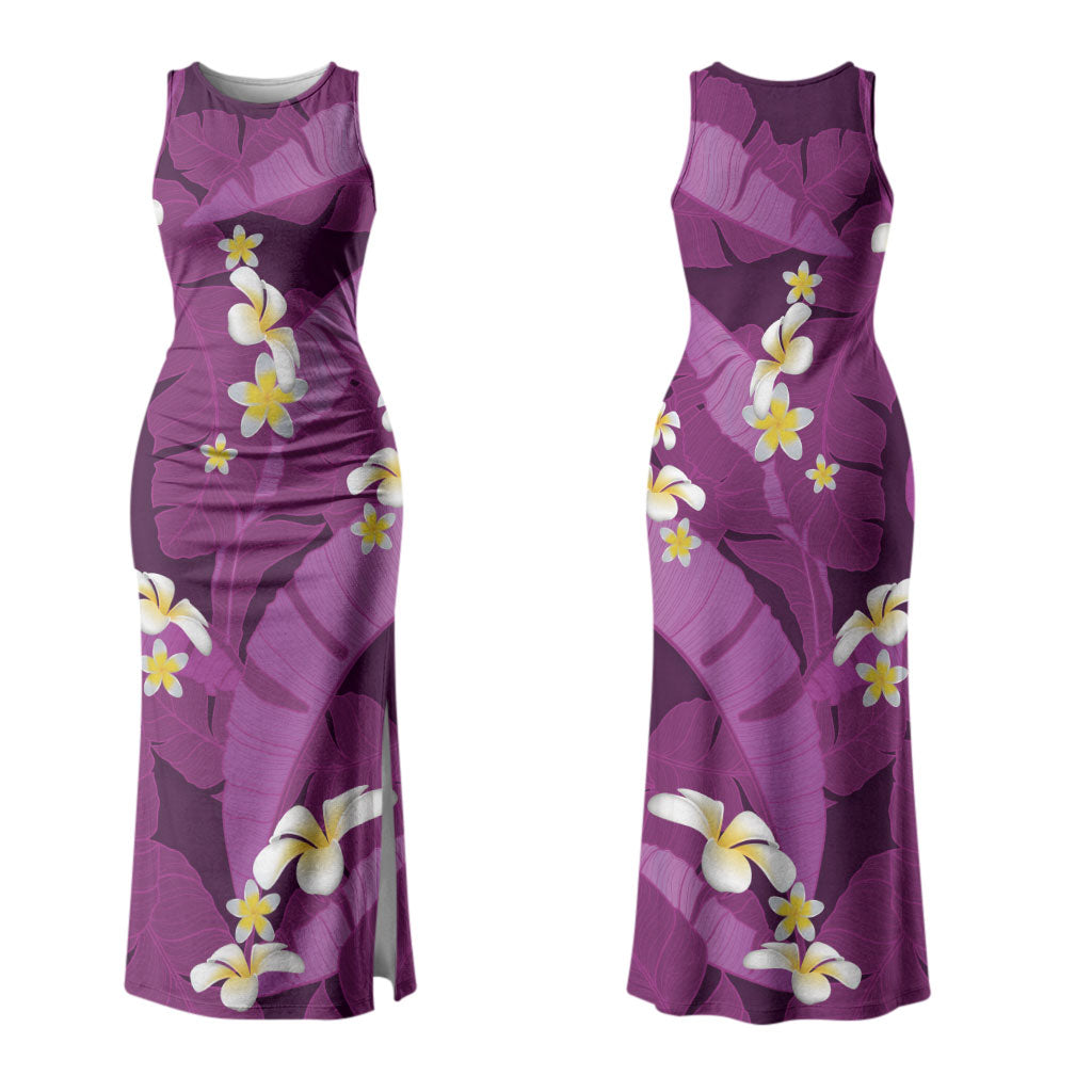 Purple Banana Leaf Hawaii Couples Matching Tank Maxi Dress and Hawaiian Shirt Lau Maia Plumeria Tropical Summer Vibes LT14 - Polynesian Pride