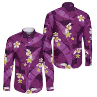Purple Banana Leaf Hawaii Family Matching Off Shoulder Short Dress and Hawaiian Shirt Lau Maia Plumeria Tropical Summer Vibes