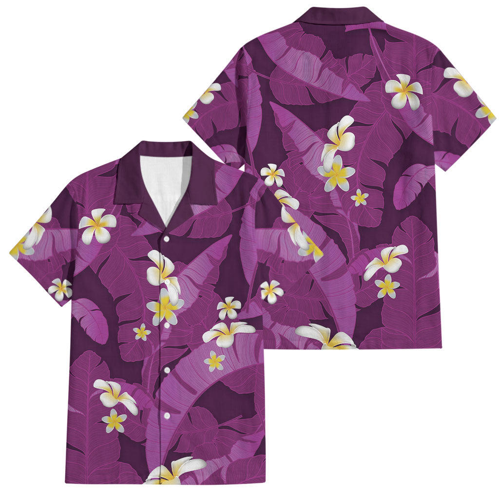 Purple Banana Leaf Hawaii Family Matching Summer Maxi Dress and Hawaiian Shirt Lau Maia Plumeria Tropical Summer Vibes