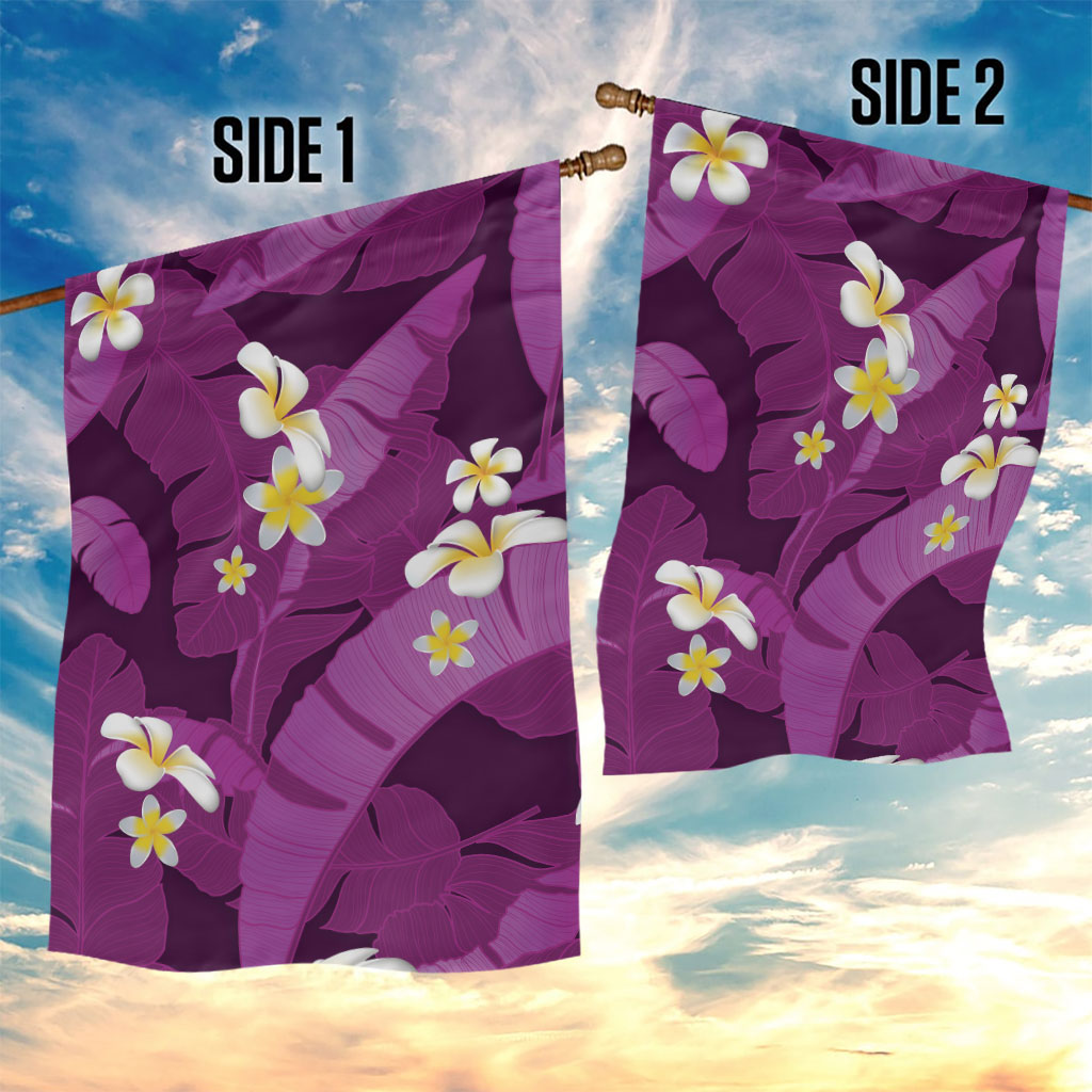 Purple Banana Leaf Hawaii Garden Flag Lau Maia Plumeria Tropical Summer Vibes LT14 - Polynesian Pride