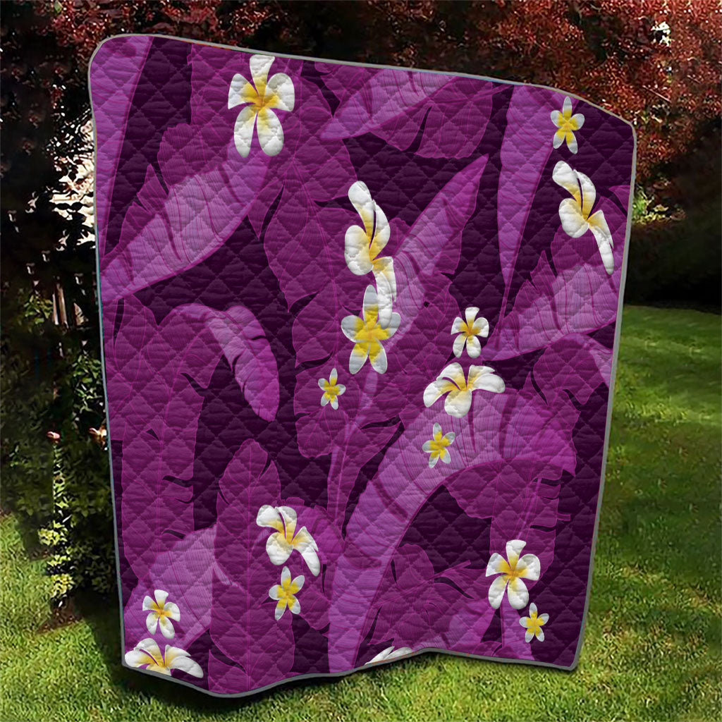 Purple Banana Leaf Hawaii Quilt Lau Maia Plumeria Tropical Summer Vibes LT14 - Polynesian Pride