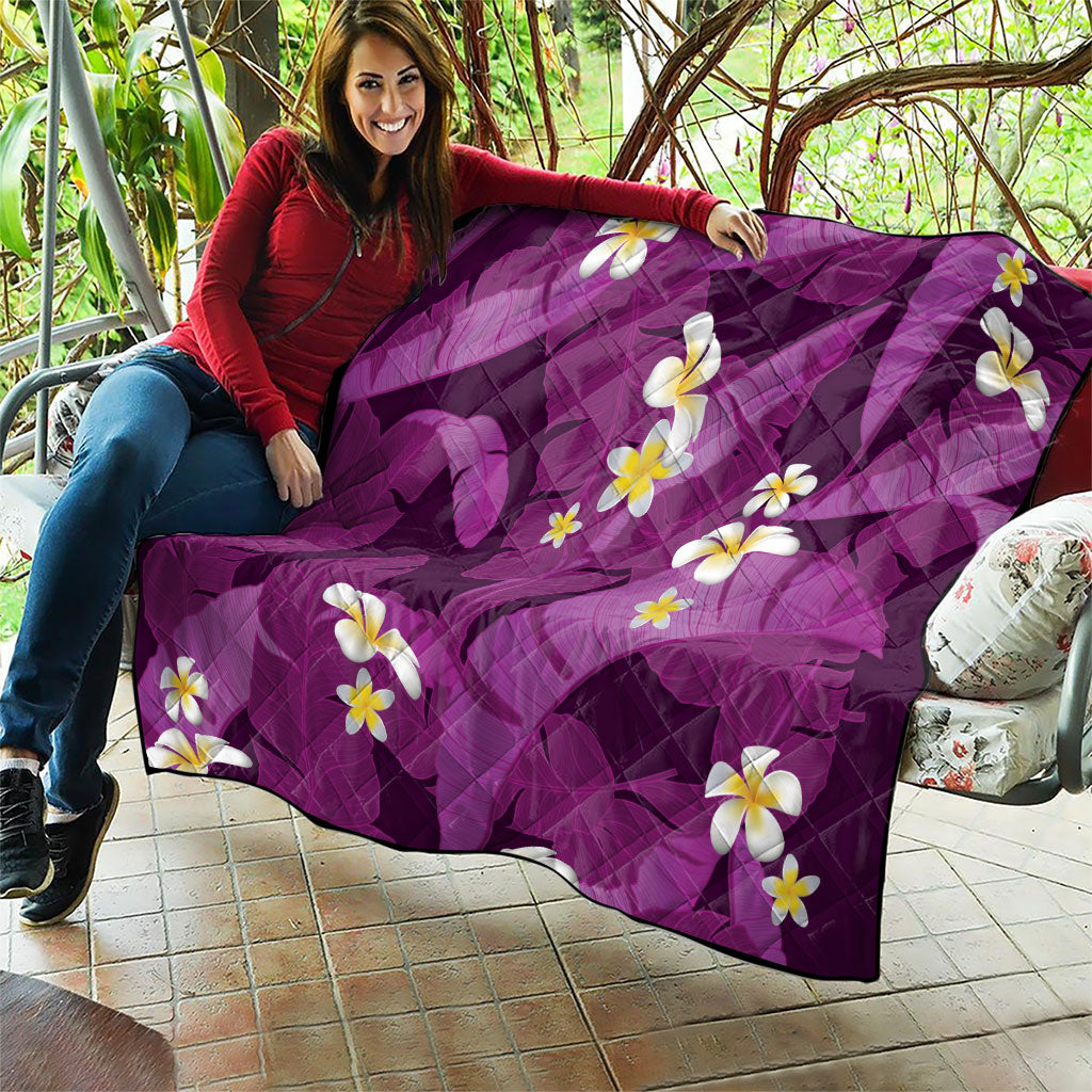 Purple Banana Leaf Hawaii Quilt Lau Maia Plumeria Tropical Summer Vibes LT14 - Polynesian Pride