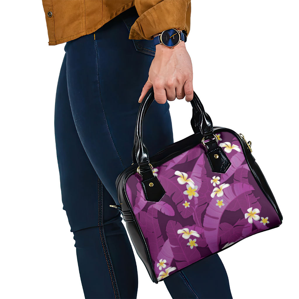 Purple Banana Leaf Hawaii Shoulder Handbag Lau Maia Plumeria Tropical Summer Vibes