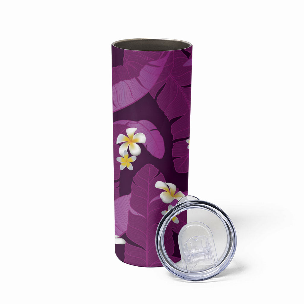 Purple Banana Leaf Hawaii Skinny Tumbler Lau Maia Plumeria Tropical Summer Vibes