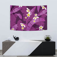 Purple Banana Leaf Hawaii Tapestry Lau Maia Plumeria Tropical Summer Vibes