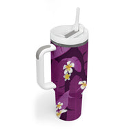 Purple Banana Leaf Hawaii Tumbler With Handle Lau Maia Plumeria Tropical Summer Vibes LT14 - Polynesian Pride