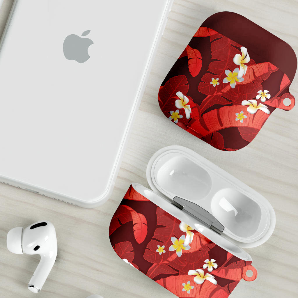 Red Banana Leaf Hawaii AirPods Case Lau Maia Plumeria Tropical Summer Vibes