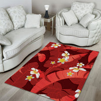 Red Banana Leaf Hawaii Area Rug Lau Maia Plumeria Tropical Summer Vibes LT14 - Polynesian Pride