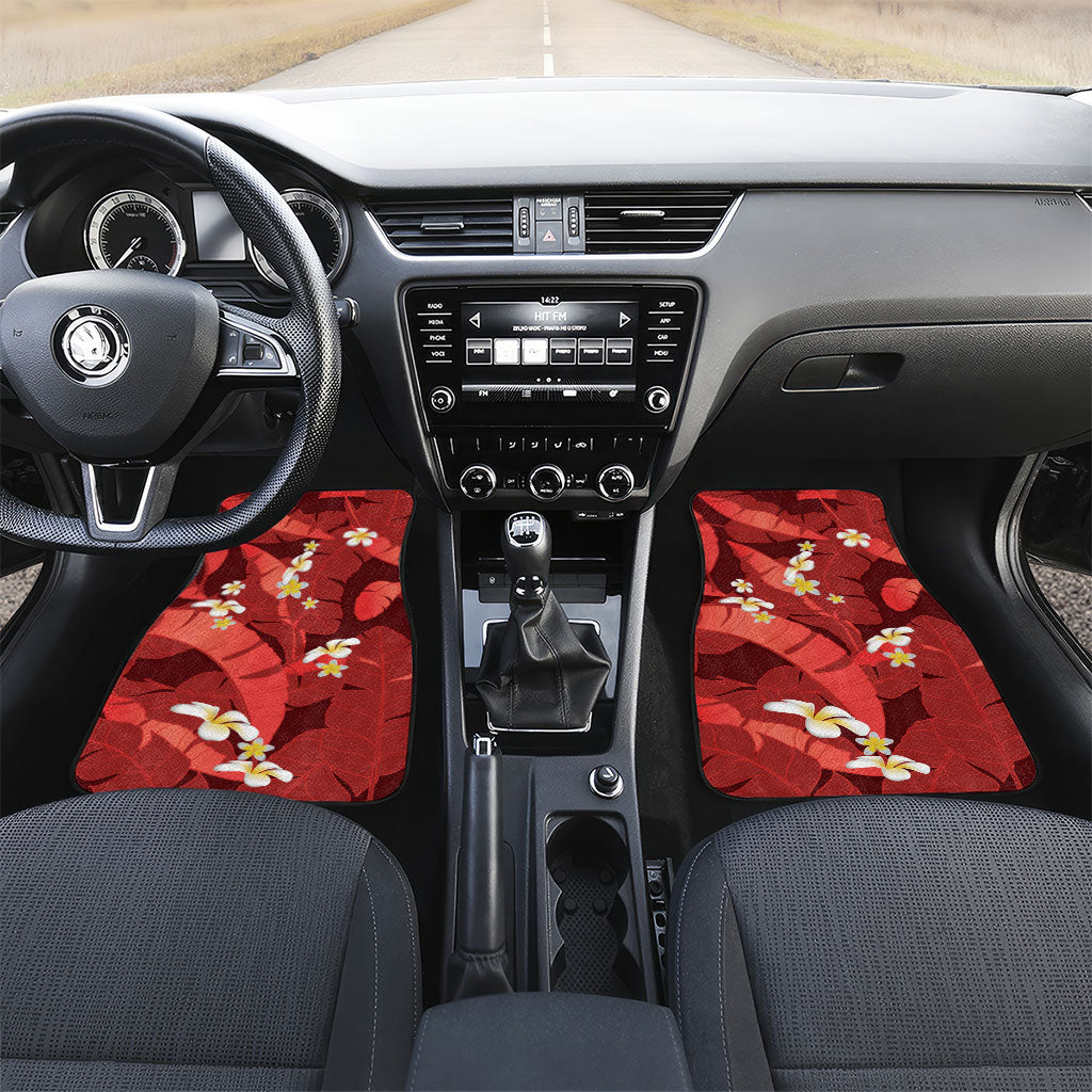 Red Banana Leaf Hawaii Car Mats Lau Maia Plumeria Tropical Summer Vibes