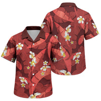 Red Banana Leaf Hawaii Family Matching Long Sleeve Bodycon Dress and Hawaiian Shirt Lau Maia Plumeria Tropical Summer Vibes