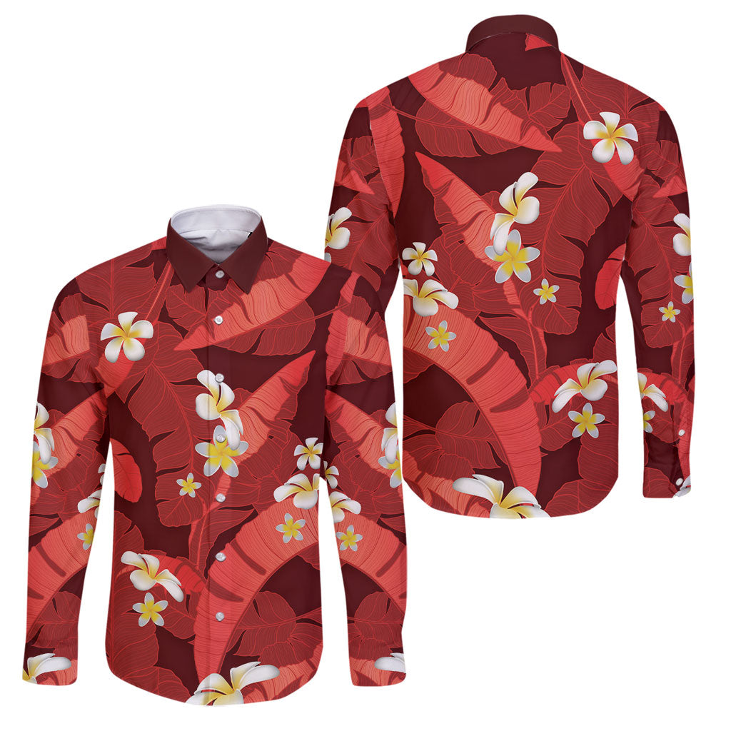 Red Banana Leaf Hawaii Family Matching Mermaid Dress and Hawaiian Shirt Lau Maia Plumeria Tropical Summer Vibes
