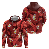 Red Banana Leaf Hawaii Hoodie Lau Maia Plumeria Tropical Summer Vibes