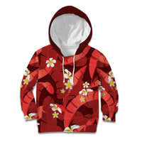 Red Banana Leaf Hawaii Kid Hoodie Lau Maia Plumeria Tropical Summer Vibes