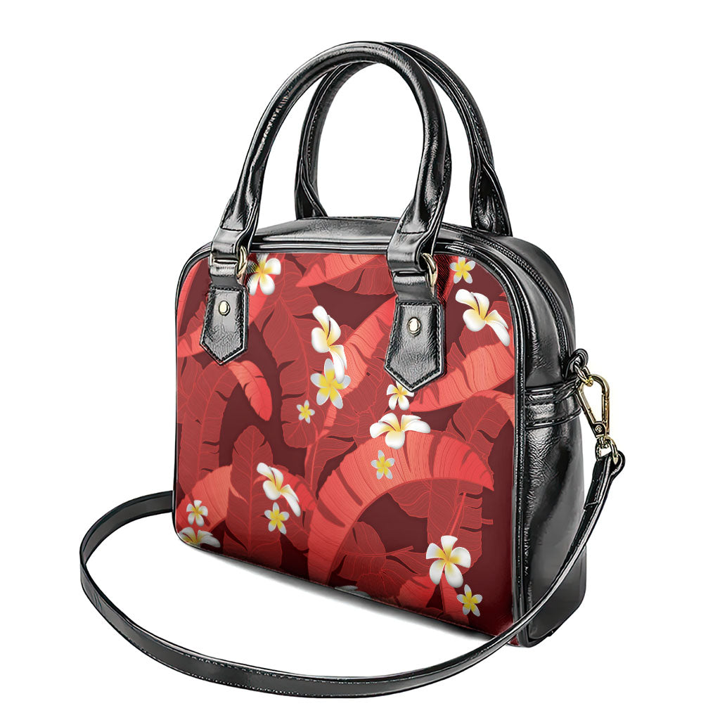 Red Banana Leaf Hawaii Shoulder Handbag Lau Maia Plumeria Tropical Summer Vibes
