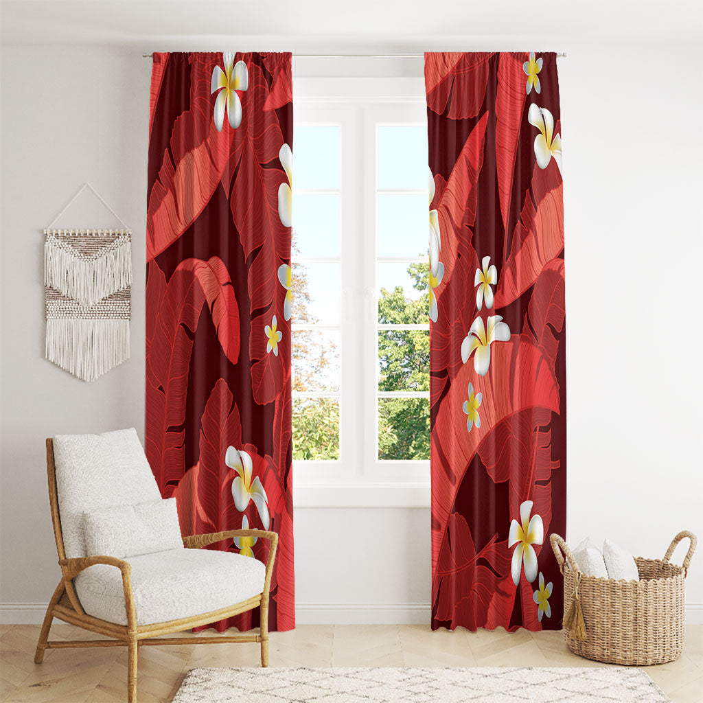 Red Banana Leaf Hawaii Window Curtain Lau Maia Plumeria Tropical Summer Vibes