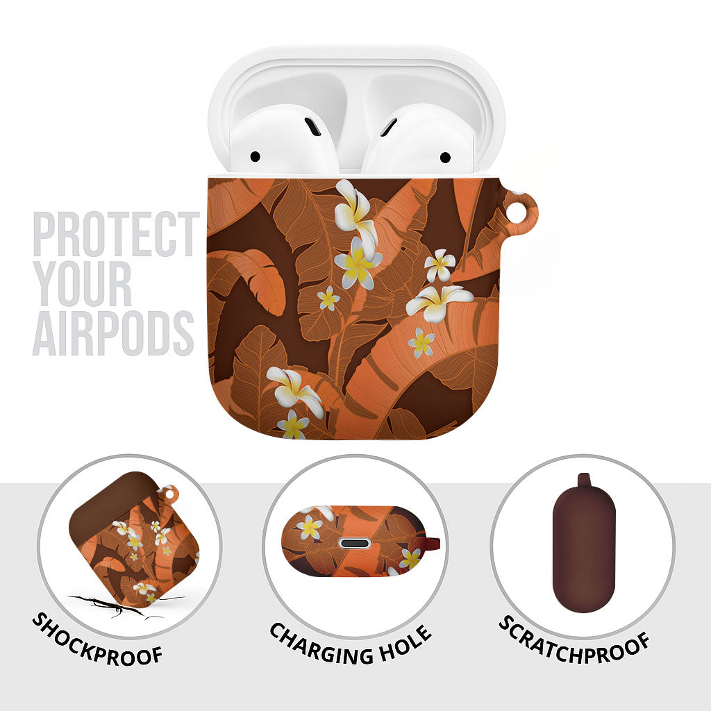 Orange Banana Leaf Hawaii AirPods Case Lau Maia Plumeria Tropical Summer Vibes