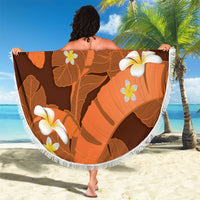 Orange Banana Leaf Hawaii Beach Blanket Lau Maia Plumeria Tropical Summer Vibes