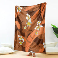 Orange Banana Leaf Hawaii Blanket Lau Maia Plumeria Tropical Summer Vibes
