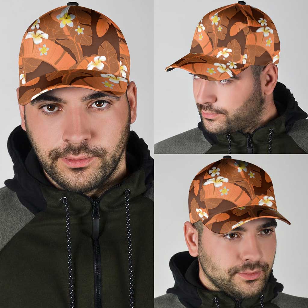 Orange Banana Leaf Hawaii Classic Cap Lau Maia Plumeria Tropical Summer Vibes