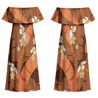 Orange Banana Leaf Hawaii Family Matching Off Shoulder Maxi Dress and Hawaiian Shirt Lau Maia Plumeria Tropical Summer Vibes