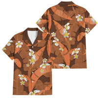 Orange Banana Leaf Hawaii Family Matching Off Shoulder Maxi Dress and Hawaiian Shirt Lau Maia Plumeria Tropical Summer Vibes