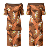 Orange Banana Leaf Hawaii Family Matching Puletasi and Hawaiian Shirt Lau Maia Plumeria Tropical Summer Vibes