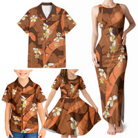 Orange Banana Leaf Hawaii Family Matching Tank Maxi Dress and Hawaiian Shirt Lau Maia Plumeria Tropical Summer Vibes LT14 - Polynesian Pride