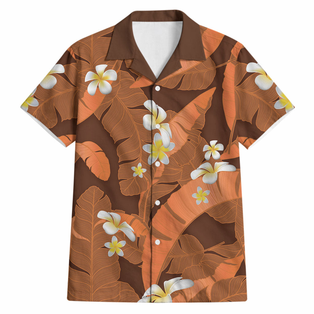 Orange Banana Leaf Hawaii Hawaiian Shirt Lau Maia Plumeria Tropical Summer Vibes