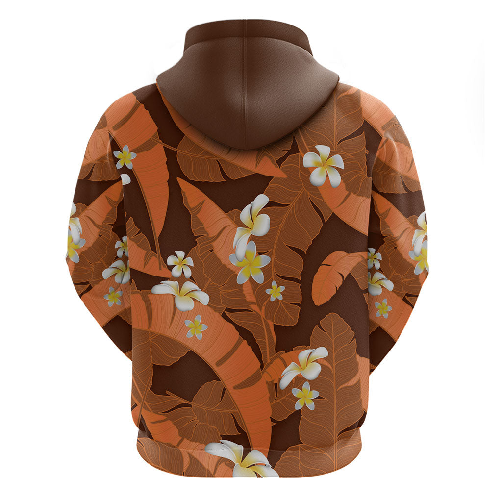 Orange Banana Leaf Hawaii Hoodie Lau Maia Plumeria Tropical Summer Vibes