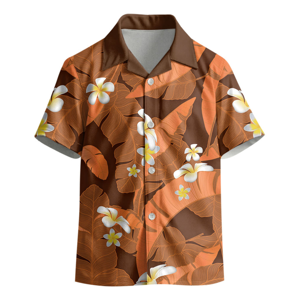 Orange Banana Leaf Hawaii Kid Hawaiian Shirt Lau Maia Plumeria Tropical Summer Vibes LT14 - Polynesian Pride