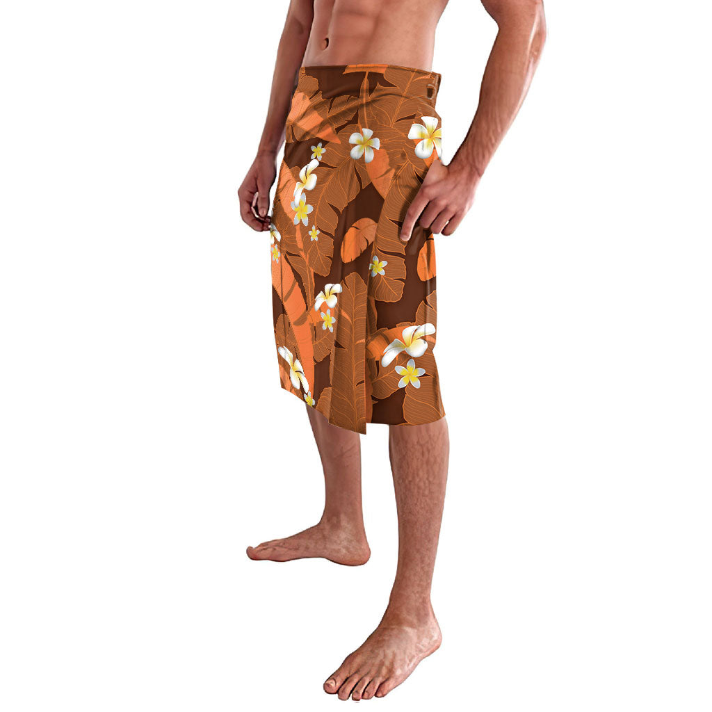 Orange Banana Leaf Hawaii Lavalava Lau Maia Plumeria Tropical Summer Vibes LT14 - Polynesian Pride