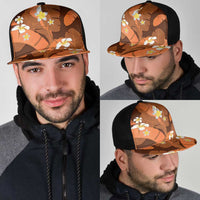 Orange Banana Leaf Hawaii Mesh Trucker Cap Lau Maia Plumeria Tropical Summer Vibes